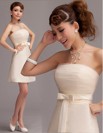 A-Line Strapless Mini/ Short Petite Wedding Dresses for Summer