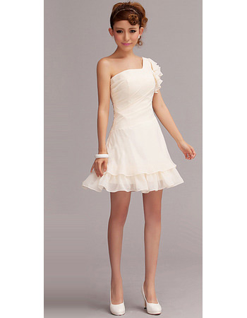 Affordable Custom One Shoulder Chiffon Short Beach Wedding Dresses
