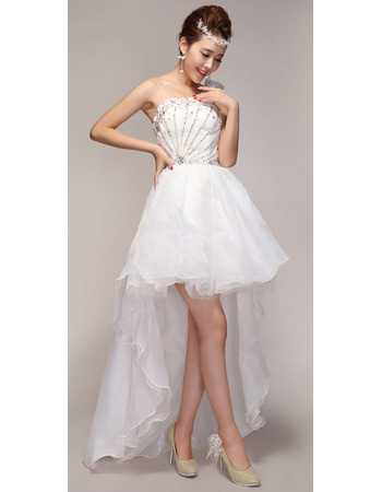 Asymmetric High-Low One Shoulder Organza Dresses for Spring Wedding