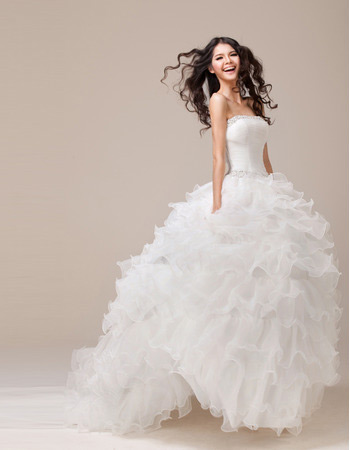 Affordable Ball Gown Ruffle Strapless Sweep Train Wedding Dresses