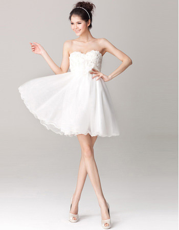 Custom Casual A-Line Sweetheart Organza Short Beach Wedding Dresses