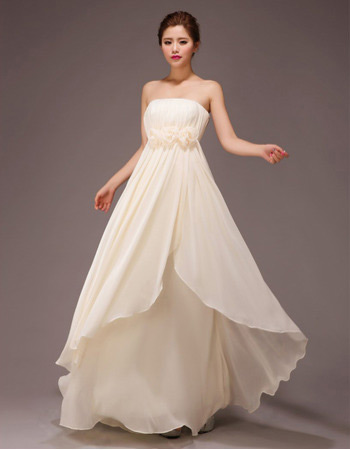 Inexpensive Strapless Empire Chiffon Floor Length Bridesmaid Dresses