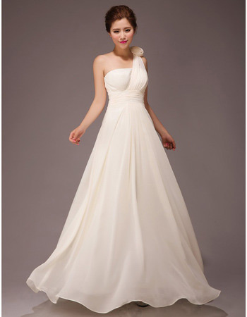 One Shoulder A-Line Chiffon Floor Length Bridesmaid Dresses for Summer