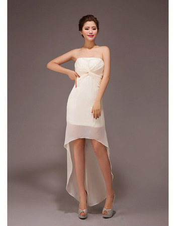 Custom Asymmetric High-Low Strapless Chiffon Bridesmaid Dresses