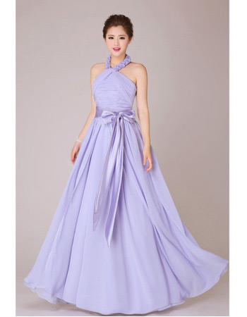 Sexy Formal Halter Chiffon A-Line Floor Length Bridesmaid Dresses