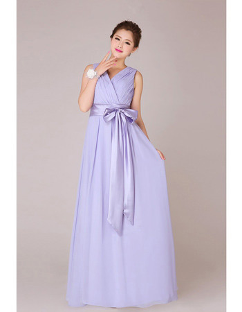 Custom V-Neck Chiffon Floor Length A-Line Bridesmaid Dresses