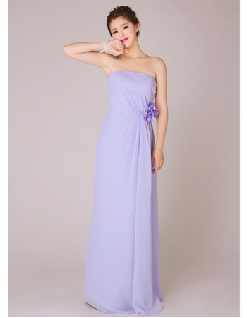 Elegant Chiffon Sheath Strapless Floor Length Bridesmaid Dresses