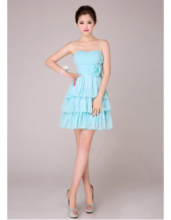 Custom Tiered Skirt Short Chiffon Sweetheart Bridesmaid Dresses