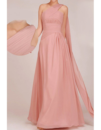 Custom One Shoulder Floor Length Chiffon A-Line Bridesmaid Dresses