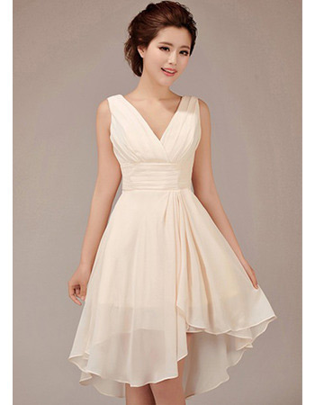 Elegant Simple A-Line V-Neck Short Chiffon Bridesmaid Dresses