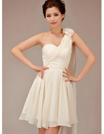 One Shoulder Short Chiffon Bridesmaid Dresses for Summer Wedding