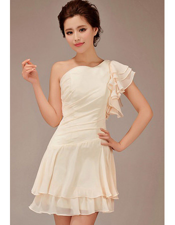 One Shoulder Asymmetric Short Chiffon Bridesmaid Dresses for Summer
