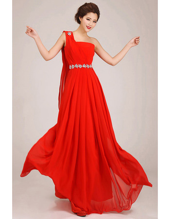 One Shoulder Chiffon A-Line Floor Length Bridesmaid Dresses for Wedding