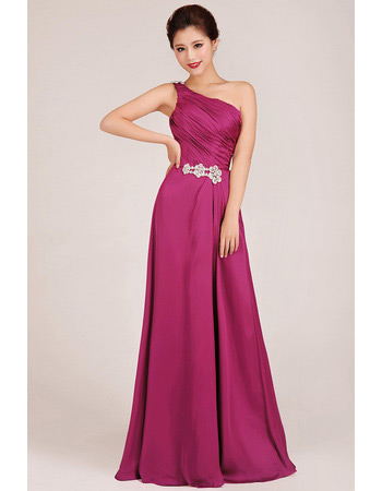 Sexy One Shoulder A-Line Floor Length Chiffon Bridesmaid Dresses