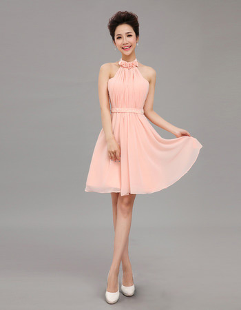 Inexpensive Elegant Halter Chiffon Short A-Line Cocktail Dresses