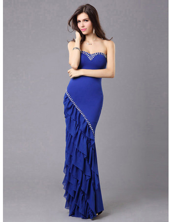 Mermaid Sweetheart Floor Length Chiffon Evening Dresses for Prom