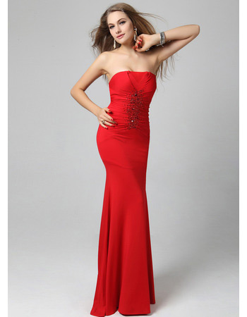 Sexy Mermaid Strapless Ankle Length Satin Evening Dresses