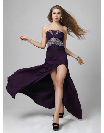 Discount Sheath/ Column Strapless Floor Length Satin Evening Dresses