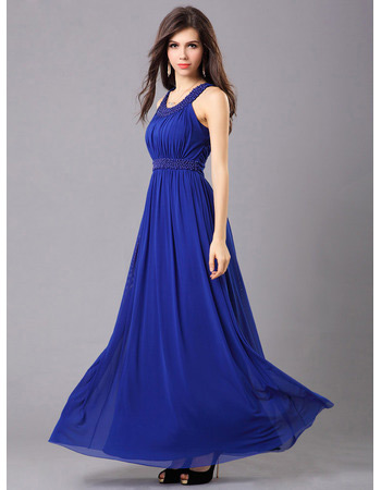 Custom Elegant Chiffon Round Ankle Length A-Line Evening Dresses