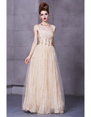 Sexy Chiffon A-Line Straps Floor Length Evening Dresses for Prom