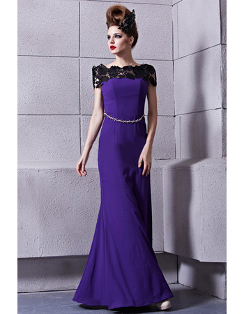 Custom Off-the-shoulder Sheath Floor Length Satin Evening Dresses