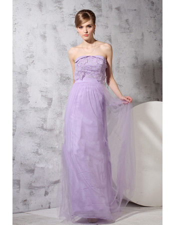 Sheath/ Column Strapless Floor Length Chiffon Evening Dresses for Prom