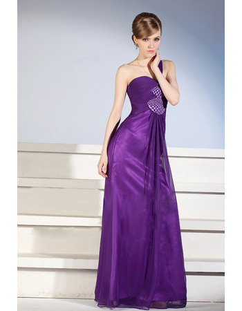 Custom One Shoulder Floor Length Satin Sheath Evening Dresses