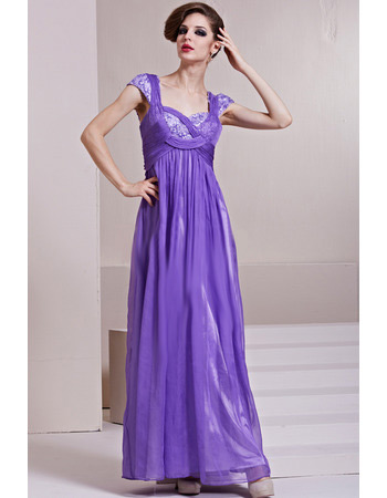 Sexy Cap Sleeves Chiffon Sweetheart Floor Length Evening Dresses