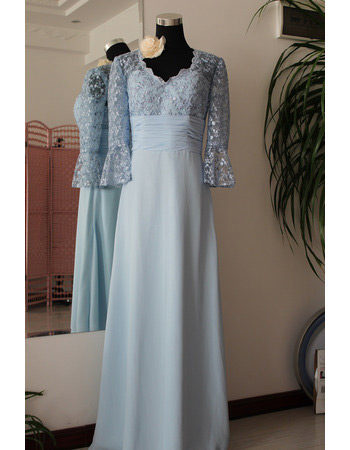 Lace Chiffon Long Mother of the Bride/ Groom Dresses with Sleeves