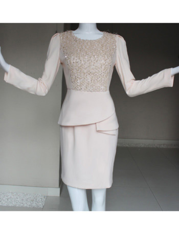 Long Sleeves Knee Length Chiffon Mother of the Bride/ Groom Dresses