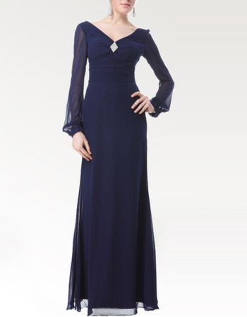 Long Sleeves Chiffon Floor Length Mother of the Bride/ Groom Dresses