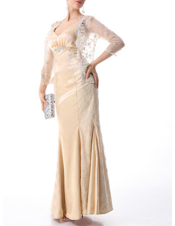 Mermaid Floor Length Mother of the Bride Dresses with Lace Jackets