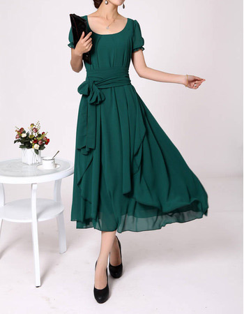 Chiffon Short Sleeves Tea Length Mother of the Bride/ Groom Dresses ...