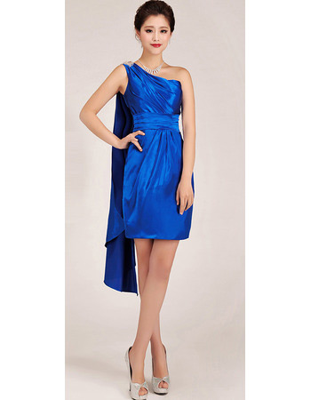 Affordable One Shoulder Short Sheath Satin Homecoming Dresses