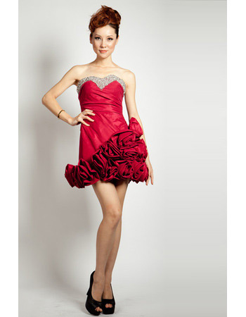 Sexy Short Sweetheart A-Line Satin Junior Homecoming Dresses