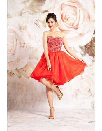 Custom A-Line Sweetheart Short Taffeta Beaded Homecoming Dresses