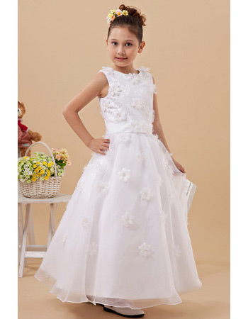 New Style Applique Ankle Length Satin First Communion Dresses