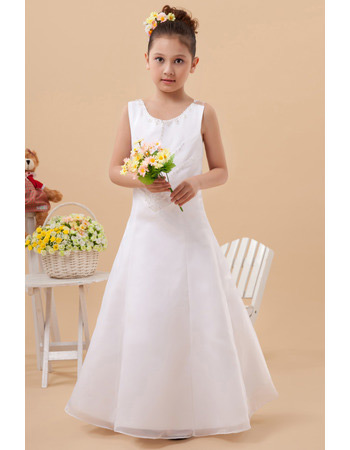 New Style A-Line Organza Satin Floor Length First Communion Dresses