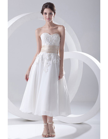 Discount Tea Length Sweetheart Chiffon Short Reception Wedding Dresses