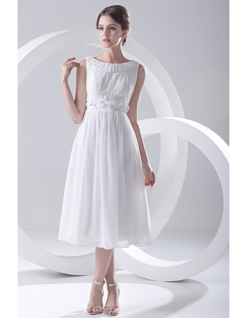 Elegant Chiffon Tea Length Short Reception Wedding Dresses for Summer