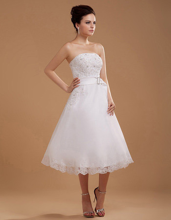 Affordable Casual A-Line Strapless Short Reception Wedding Dresses