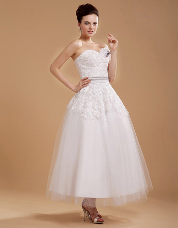 Discount Casual Tea Length Lace Short Reception Wedding Dresses