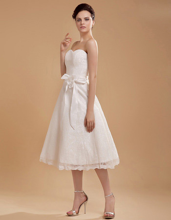 Custom Lace Sweetheart Short Reception Wedding Dresses for Summer