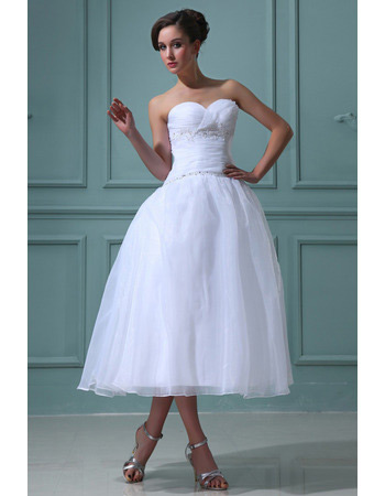 Casual Tea Length Sweetheart Short Reception Wedding Dresses for Summer