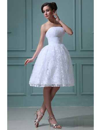 Casual Ball Gown Strapless Short Reception Wedding Dresses for Summer