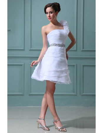 Custom One Shoulder A-Line Short Beach Wedding Dresses for Summer