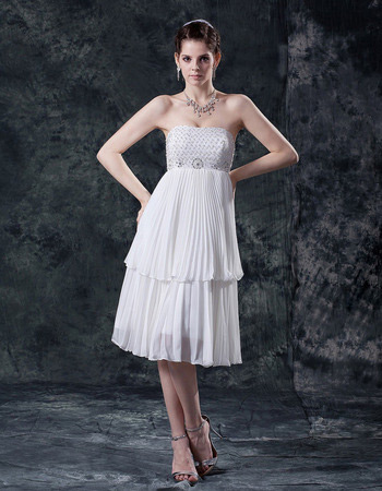 Custom Empire Chiffon Pleated Short Beach Wedding Dresses for Summer