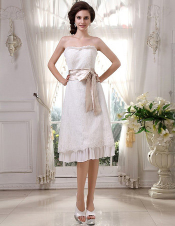 Custom Lace Knee Length Short Reception Wedding Dresses for Summer