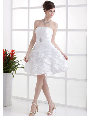 Casual A-Line Strapless Short Reception Wedding Dresses for Summer