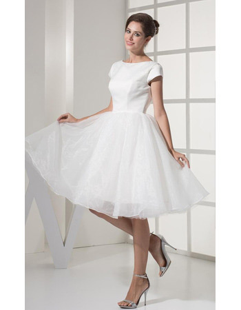 Casual Cap Sleeves A-Line Short Reception Wedding Dresses for Summer